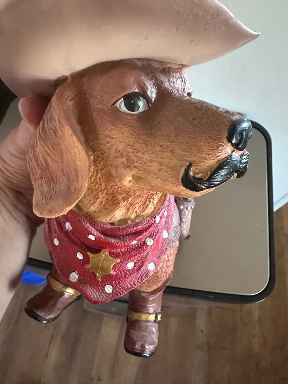 Western Cowboy Weiner Dog Figurine Red Bandana - Unbranded